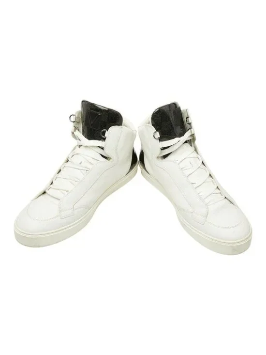 Louis Vuitton Damier Middle Cut Sneakers 9.5 White Black Leather